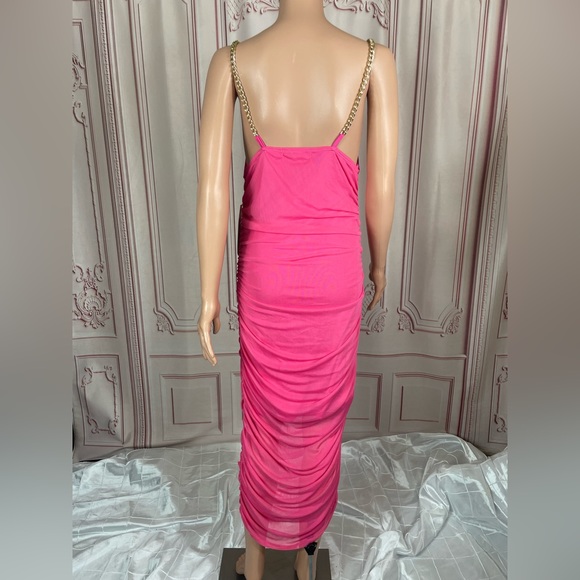 ALMOST FAMOUS Womens Pink Chain Strap Sleeveless Midi Sheath Dress Juniors XL - Picture 5 of 13